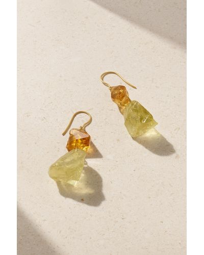 Pippa Small 18-karat Gold, Citrine And Quartz Earrings - Natural