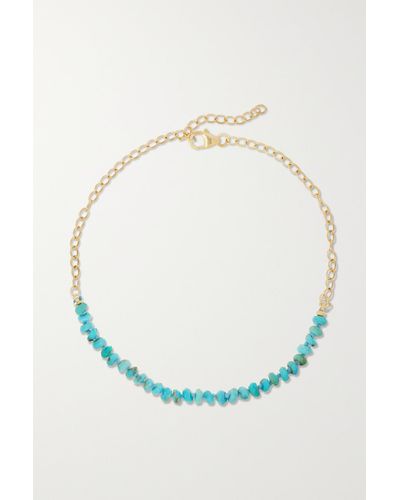 Andrea Fohrman Peek-a-boo 14-karat Gold Turquoise Anklet - Blue