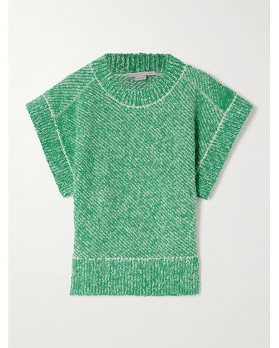 Stella McCartney Two-tone Bouclé-tweed Jumper - Green