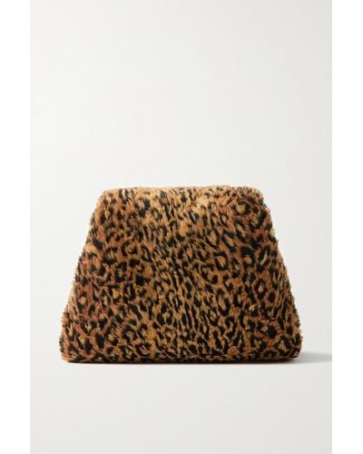 Balenciaga Clutch Aus Faux Fur Mit Lederbesätzen Und Leopardenprint - Braun