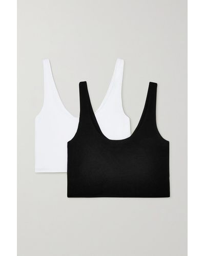 Skin + Net Sustain Clio Set Of Two Stretch Organic Pima Cotton Jersey Soft Cup Bras - Black