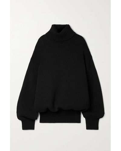 The Row Ludo Oversized Merino Wool-blend Turtleneck Sweater - Black