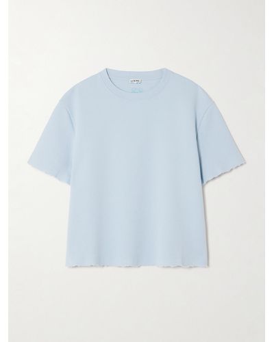 Loewe T-shirt Aus Jersey Aus Einer Baumwollmischung In Distressed-optik Mit Stickerei - Blau