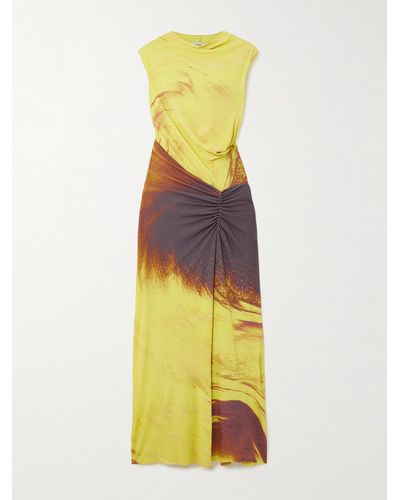 Jonathan Simkhai Acacia Printed Stretch-satin Midi Dress - Yellow