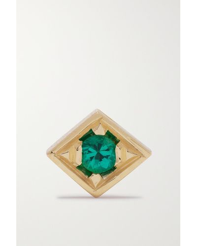 Azlee Lone Burst 18-karat Gold Emerald Single Earring - Blue