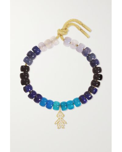 Carolina Bucci Trancoso Forte Beads Armband Aus Lurex® Mit Details Aus 18 Karat Gold Und Mehreren Steinen - Blau