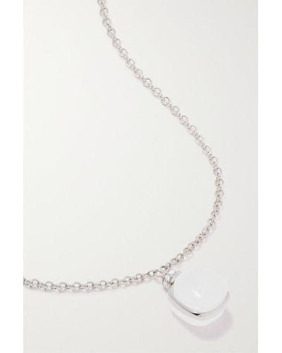 Pomellato Collier En Or Blanc 18 Carats (750/1000), Quartz Et Diamants Nudo - Neutre