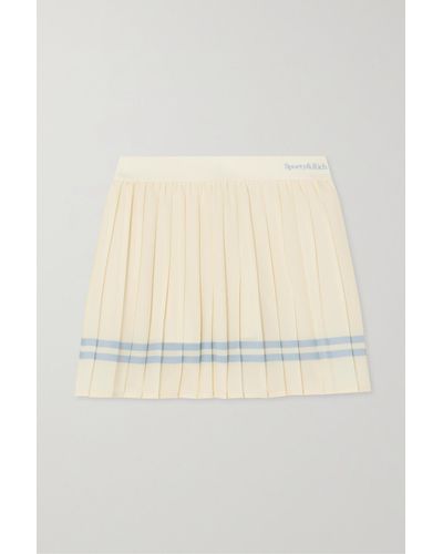 Sporty & Rich Striped Pleated Stretch Tennis Skirt - Natural