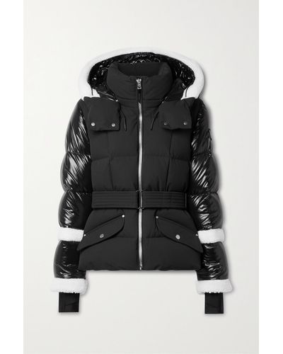 Rudsak + Net Sustain Audrey Belted Hooded Fleece-trimmed Quilted Stormshell Down Ski Jacket - Black