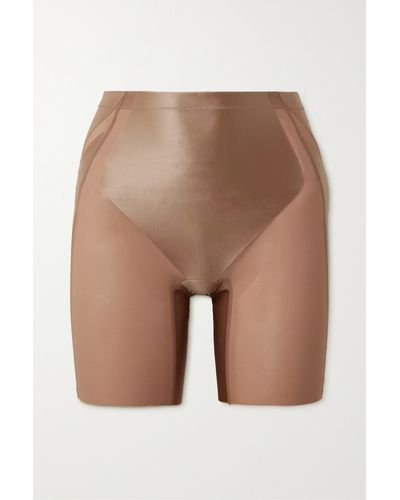 Spanx Shaping Mesh And Stretch-satin Shorts - Natural