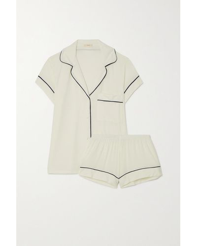 Eberjey Gisele Piped Stretch-modal Pyjama Set - White