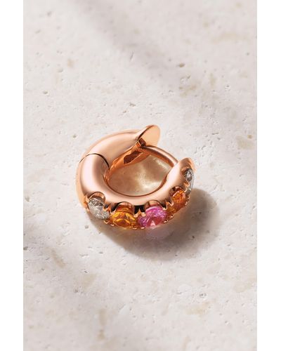 Spinelli Kilcollin Mini Macro 18-karat Rose Gold, Sapphire And Diamond Hoop Earrings - Metallic