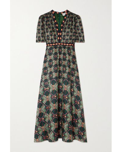 Saloni Tabitha Printed Silk-jacquard Midi Dress - Multicolour