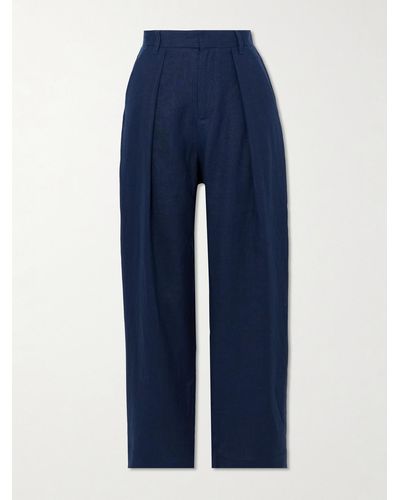Mara Hoffman + Net Sustain Marella Pleated Hemp Wide-leg Trousers - Blue