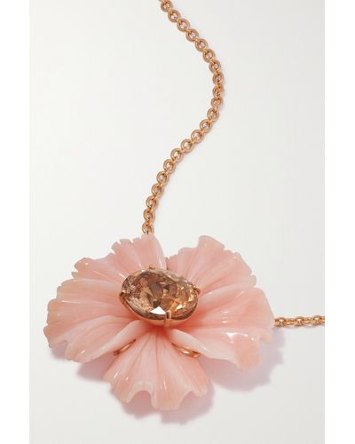 Irene Neuwirth Tropical Flower 18-karat Rose Gold, Opal And Tourmaline Necklace - Pink