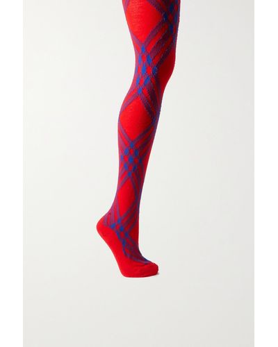Burberry Wool-blend Jacquard Tights - Red