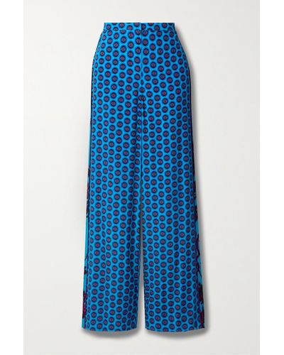 Diane von Furstenberg Sarina Printed Crepe Straight-leg Trousers - Blue