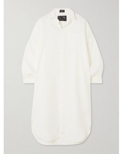 R13 Oversized Crinkled Linen-blend Midi Shirt Dress - White