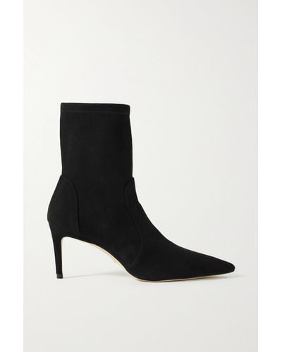 Stuart Weitzman Stuart Stretch-suede Ankle Boots - Black