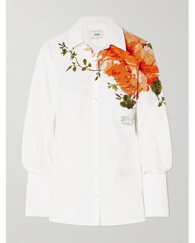 Erdem Floral-print Cotton-poplin Shirt - White