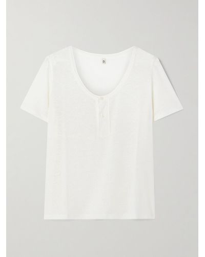 R13 Linen-blend Jersey Henley T-shirt - White
