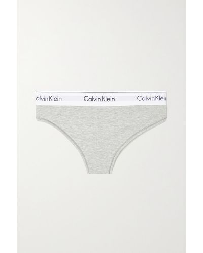 Calvin Klein Modern Cotton Plus String Aus Baumwoll-modalmischung Mit Stretch-anteil - Grau