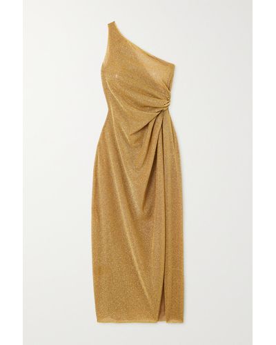 Oséree Lumière Feather-trimmed Metallic Stretch-knit Mini Dress - Women - Black Dresses - XL