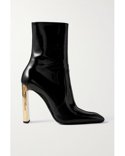 Saint Laurent Bottines En Cuir Verni Auteuil - Noir