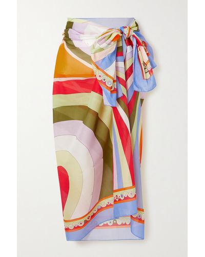 EMILIO PUCCI: cotton sarong with abstract pattern - Pink  Emilio Pucci  wrap-skirt 2EPD012E951 online at