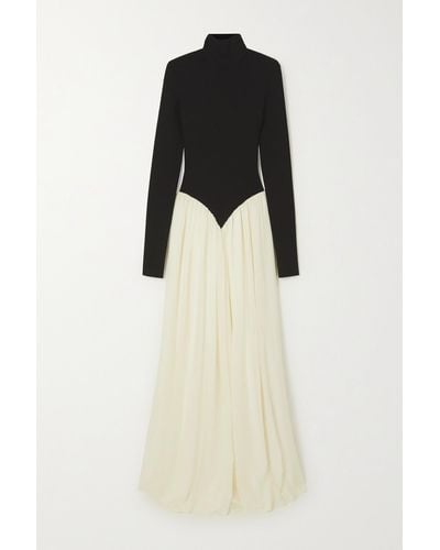 Chloé Two-tone Ruched Wool Gown - Black