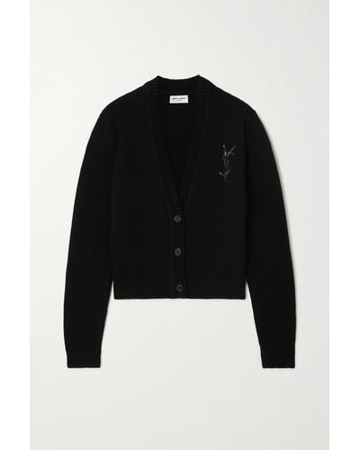 Saint Laurent Embellished Cashmere Cardigan - Black