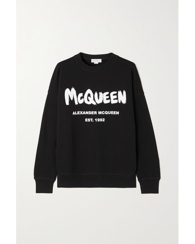 Alexander McQueen Sweatshirt Aus Baumwoll-jersey Mit Print - Schwarz