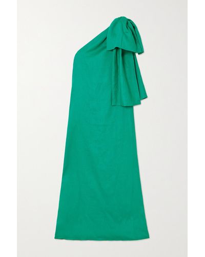 BERNADETTE Winnie Asymmetrische Robe Aus Leinen Mit Schleife - Grün