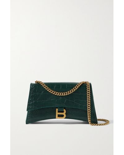 Balenciaga Crush Small Croc-effect Leather Shoulder Bag - Green