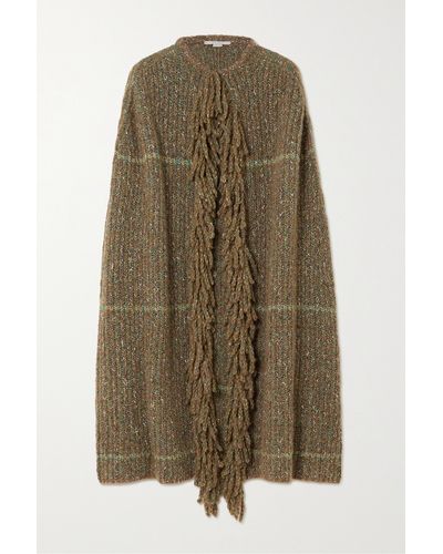 Stella McCartney + Net Sustain Oversized Fringed Recycled Cotton-blend Cape - Green