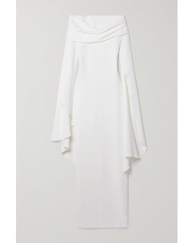 Solace London Robe Longue Épaules Nues En Crêpe À Drapés Arden - Blanc