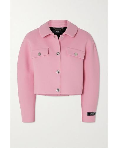 Versace Verkürzte Jacke Aus Twill Mit Knöpfen - Pink