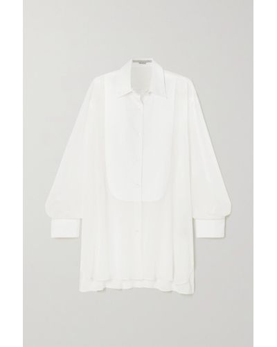 Stella McCartney Panelled Cotton-piqué And Silk-chiffon Shirt - White