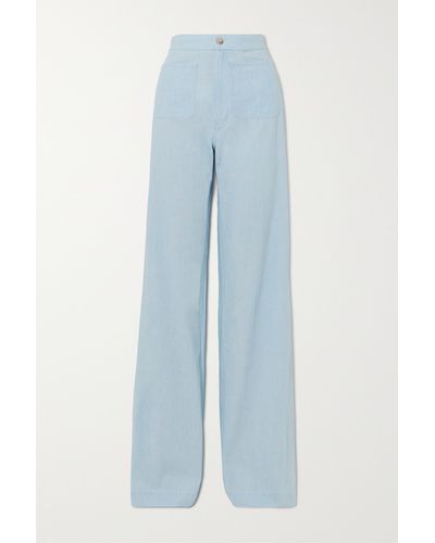 Polo Ralph Lauren Leaton Cotton-chambray Wide-leg Trousers - Blue