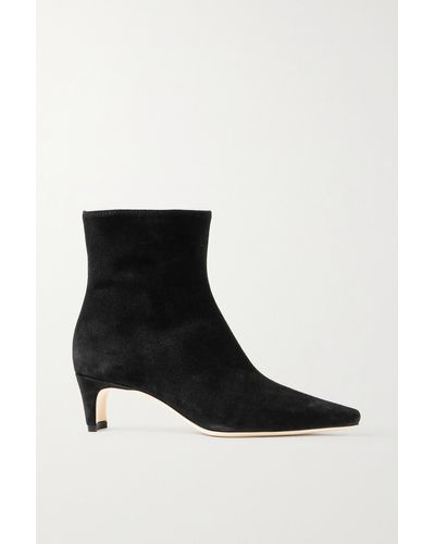 STAUD Wally Suede Ankle Boots - Black