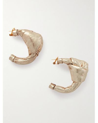Johanna Ortiz + Net Sustain Metallic Leather Hoop Earrings - Natural