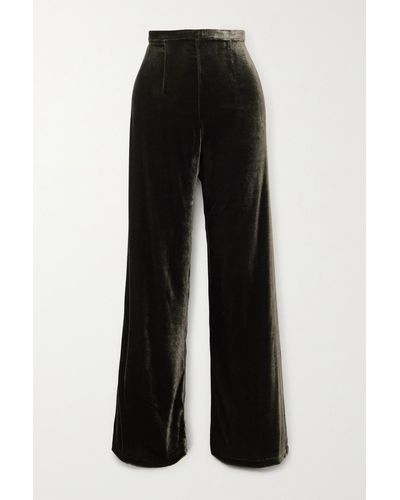 LeKasha San Polo Velvet Wide-leg Pants - Black