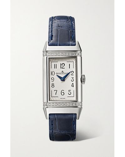 Jaeger-lecoultre Reverso One Duetto 40mm X 20mm Stainless Steel, Diamond And Alligator Watch - Metallic