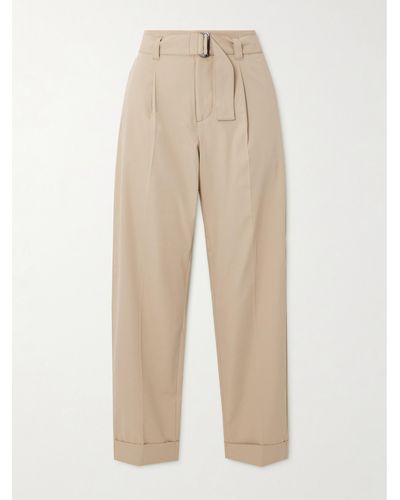 Bogner Belted Cropped Twill Straight-leg Trousers - Natural