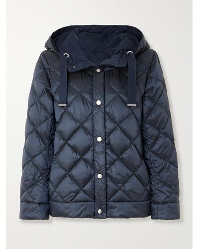Max Mara The Cube 1st Exit Hooded Quilted Shell Down Jacket - Blue