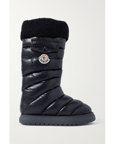 Moncler Gaia Fleece-trimmed Quilted Shell Boots - Black