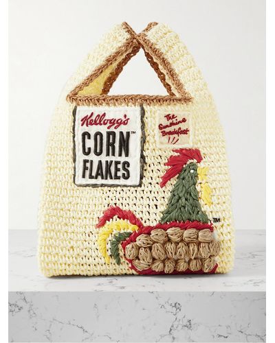 Anya Hindmarch Sac À Main En Raphia À Broderies Cornflakes Mini - Neutre