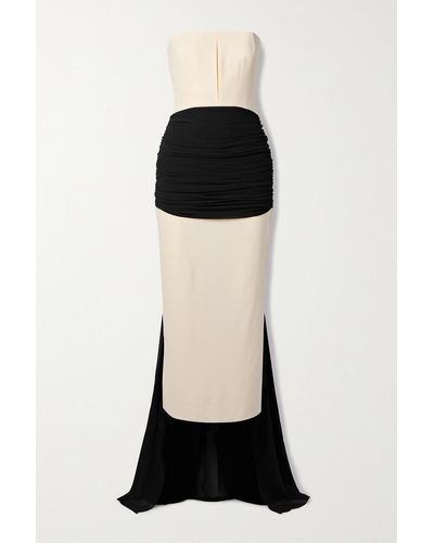 Givenchy Strapless Crepe And Ruched Silk-georgette Gown - Black