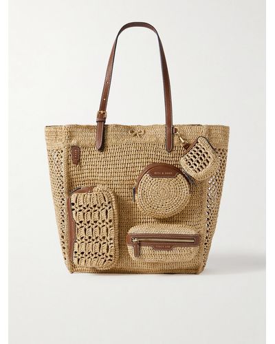 Anya Hindmarch Holiday Leather-trimmed Raffia Tote - Natural