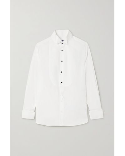 Ralph Lauren Collection Marlie Piqué-trimmed Cotton-poplin Shirt - White